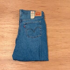 NWT Levis Ribcage Straight Ankle Womens 18W Medium Wash High Rise Button Fly